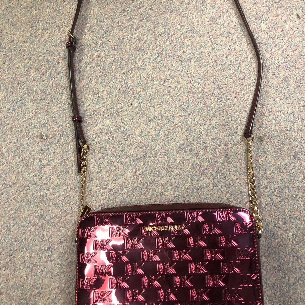 Michael Kors Burgandy Embossed Women's Bag - Picture 10 of 12